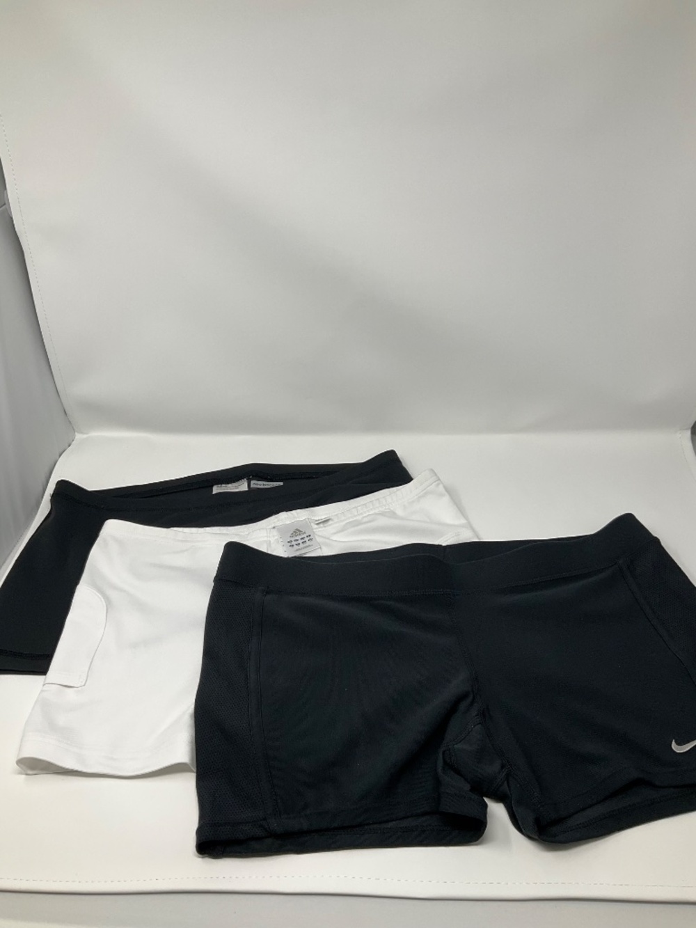 3 Pair of WM Bike Shorts -New Balance blk/Nike blk/Adidis wht Sz LG